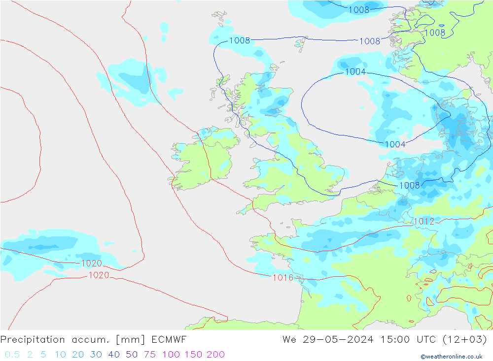 Precipitation accum. ECMWF We 29.05.2024 15 UTC