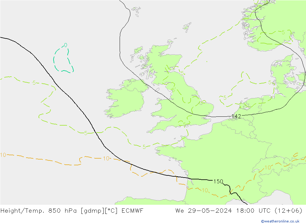 Z500/Rain (+SLP)/Z850 ECMWF mié 29.05.2024 18 UTC