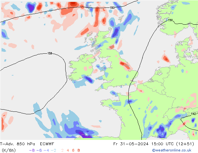 T-Adv. 850 hPa ECMWF ven 31.05.2024 15 UTC