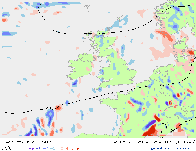 T-Adv. 850 hPa ECMWF Cts 08.06.2024 12 UTC