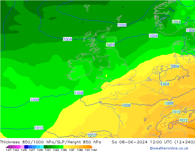 Thck 850-1000 hPa ECMWF so. 08.06.2024 12 UTC