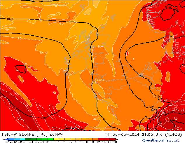 Theta-W 850hPa ECMWF jeu 30.05.2024 21 UTC