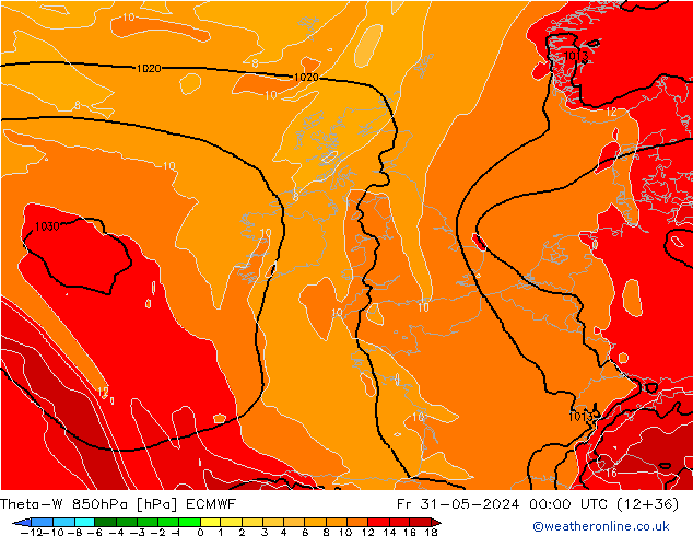 Theta-W 850hPa ECMWF Fr 31.05.2024 00 UTC