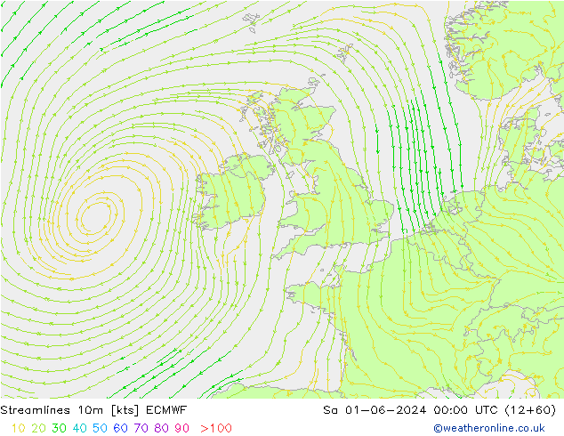 Stromlinien 10m ECMWF Sa 01.06.2024 00 UTC