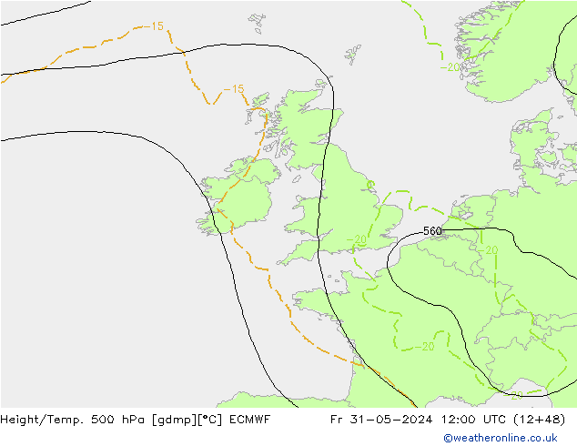 Z500/Rain (+SLP)/Z850 ECMWF ven 31.05.2024 12 UTC