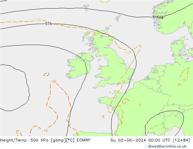 Height/Temp. 500 hPa ECMWF Su 02.06.2024 00 UTC