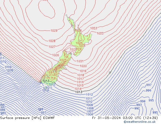 Luchtdruk (Grond) ECMWF vr 31.05.2024 03 UTC