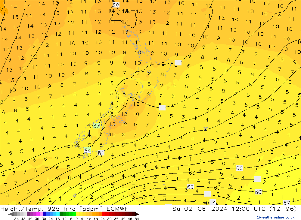 Height/Temp. 925 hPa ECMWF Su 02.06.2024 12 UTC