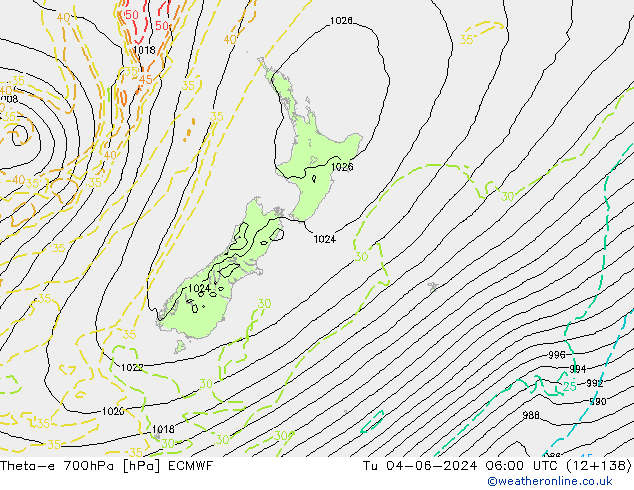 Theta-e 700hPa ECMWF Di 04.06.2024 06 UTC