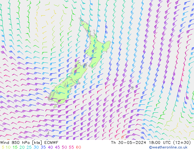 Vent 850 hPa ECMWF jeu 30.05.2024 18 UTC