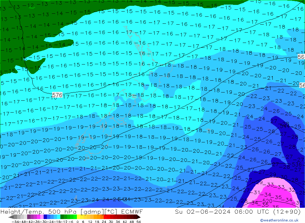 Z500/Regen(+SLP)/Z850 ECMWF zo 02.06.2024 06 UTC