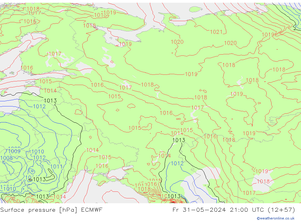 Yer basıncı ECMWF Cu 31.05.2024 21 UTC