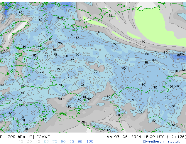 RH 700 hPa ECMWF  03.06.2024 18 UTC