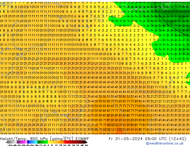 Z500/Yağmur (+YB)/Z850 ECMWF Cu 31.05.2024 06 UTC