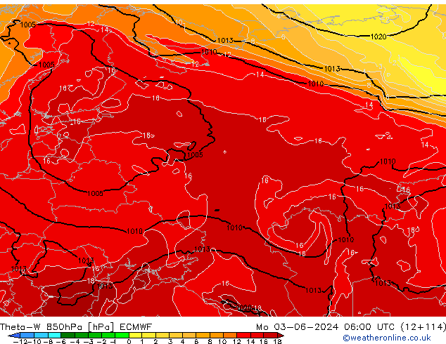 Theta-W 850hPa ECMWF Pzt 03.06.2024 06 UTC