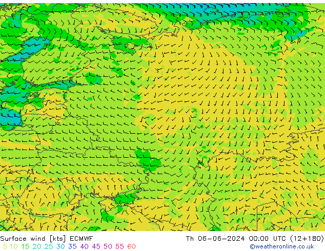 Vent 10 m ECMWF jeu 06.06.2024 00 UTC