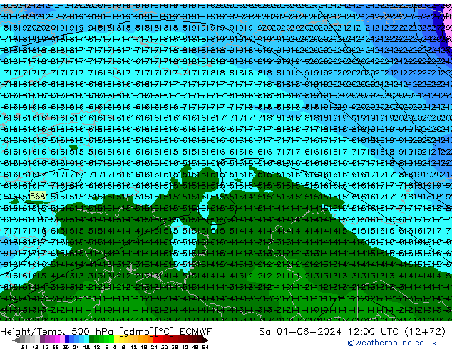 Z500/Yağmur (+YB)/Z850 ECMWF Cts 01.06.2024 12 UTC