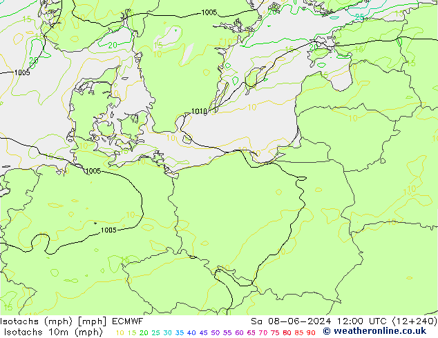 Eşrüzgar Hızları mph ECMWF Cts 08.06.2024 12 UTC