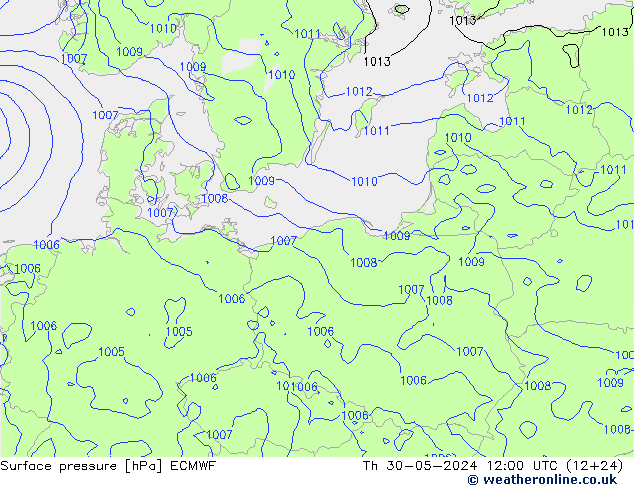 ciśnienie ECMWF czw. 30.05.2024 12 UTC