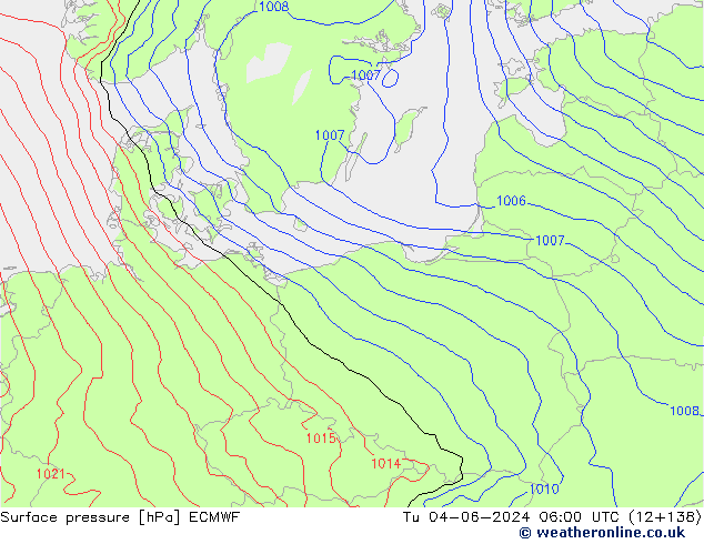 pressão do solo ECMWF Ter 04.06.2024 06 UTC