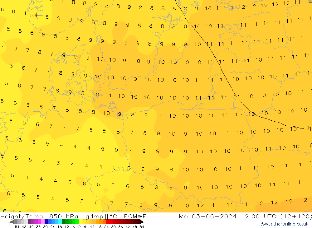 Z500/Regen(+SLP)/Z850 ECMWF ma 03.06.2024 12 UTC