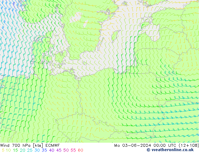 Wind 700 hPa ECMWF ma 03.06.2024 00 UTC