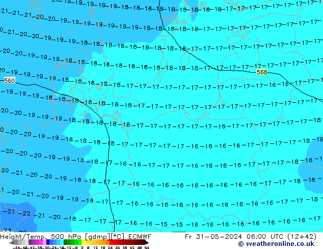 Z500/Rain (+SLP)/Z850 ECMWF Fr 31.05.2024 06 UTC