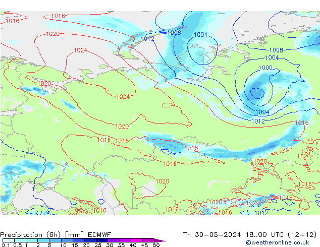 Z500/Rain (+SLP)/Z850 ECMWF  30.05.2024 00 UTC