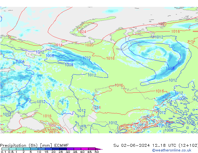 Z500/Rain (+SLP)/Z850 ECMWF dom 02.06.2024 18 UTC