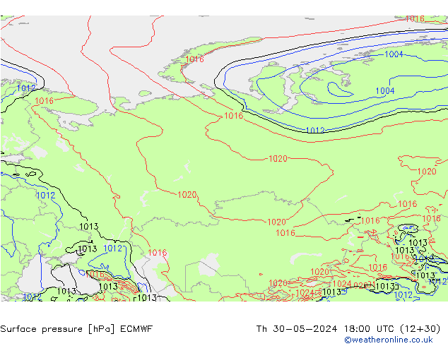 Surface pressure ECMWF Th 30.05.2024 18 UTC