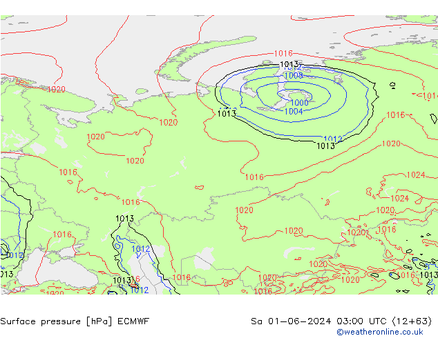 Surface pressure ECMWF Sa 01.06.2024 03 UTC