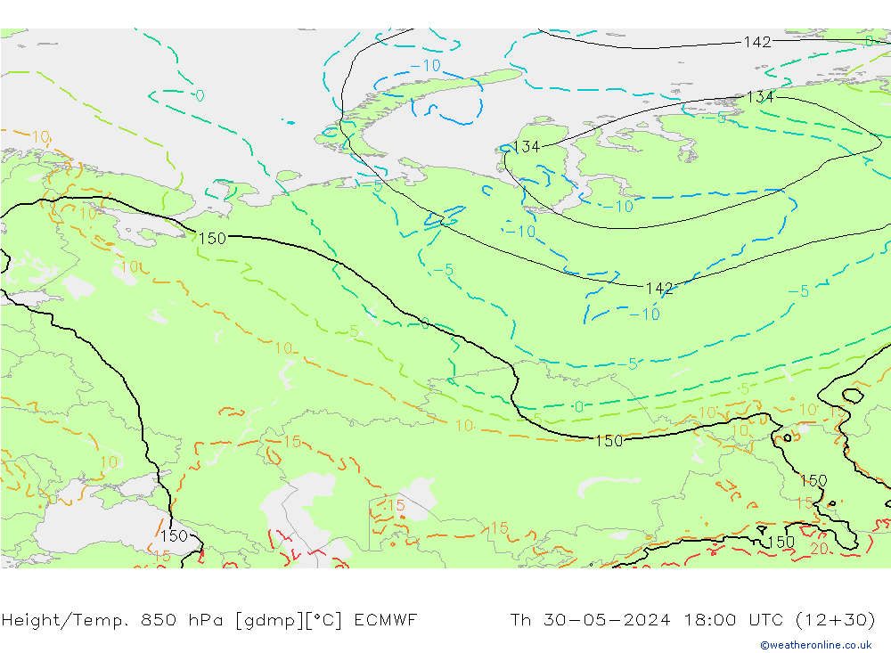 Z500/Yağmur (+YB)/Z850 ECMWF Per 30.05.2024 18 UTC