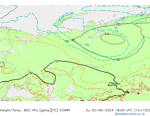 Z500/Rain (+SLP)/Z850 ECMWF dom 02.06.2024 18 UTC