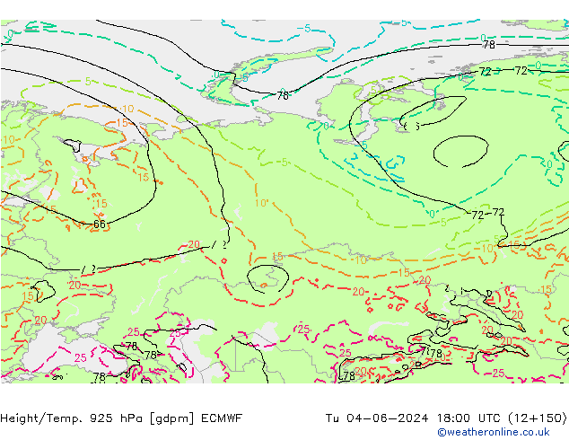 Geop./Temp. 925 hPa ECMWF mar 04.06.2024 18 UTC