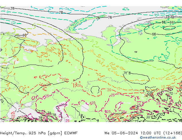 Yükseklik/Sıc. 925 hPa ECMWF Çar 05.06.2024 12 UTC