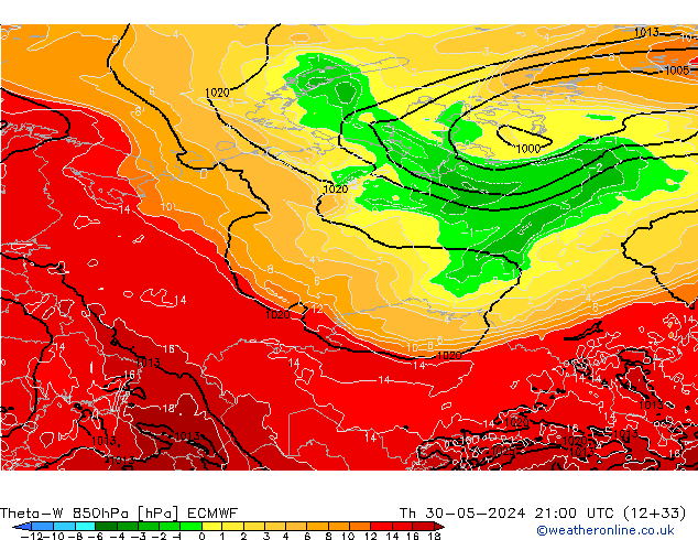 Theta-W 850hPa ECMWF Per 30.05.2024 21 UTC