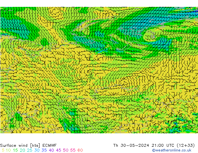 Surface wind ECMWF Th 30.05.2024 21 UTC