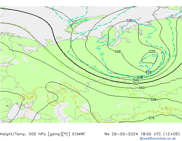 Z500/Rain (+SLP)/Z850 ECMWF Qua 29.05.2024 18 UTC