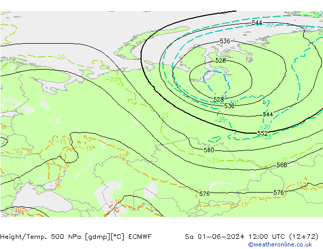 Z500/Rain (+SLP)/Z850 ECMWF sáb 01.06.2024 12 UTC