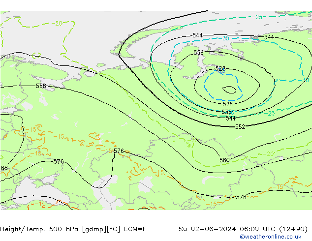 Z500/Rain (+SLP)/Z850 ECMWF nie. 02.06.2024 06 UTC