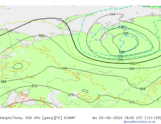 Z500/Rain (+SLP)/Z850 ECMWF lun 03.06.2024 18 UTC