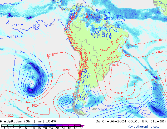 Z500/Rain (+SLP)/Z850 ECMWF sab 01.06.2024 06 UTC