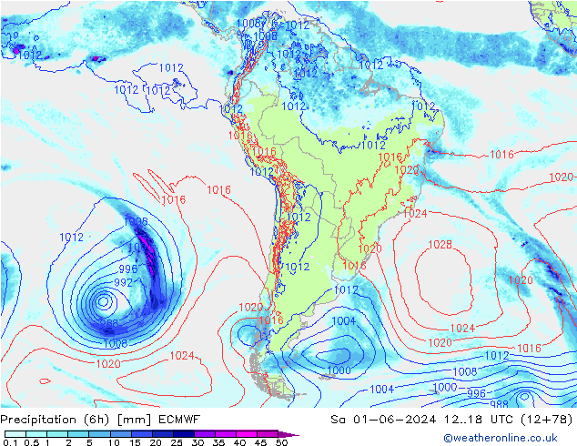 Z500/Rain (+SLP)/Z850 ECMWF Sa 01.06.2024 18 UTC