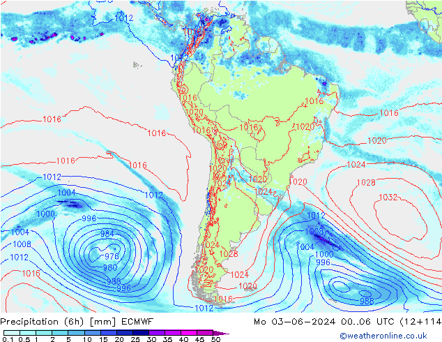 Z500/Rain (+SLP)/Z850 ECMWF пн 03.06.2024 06 UTC