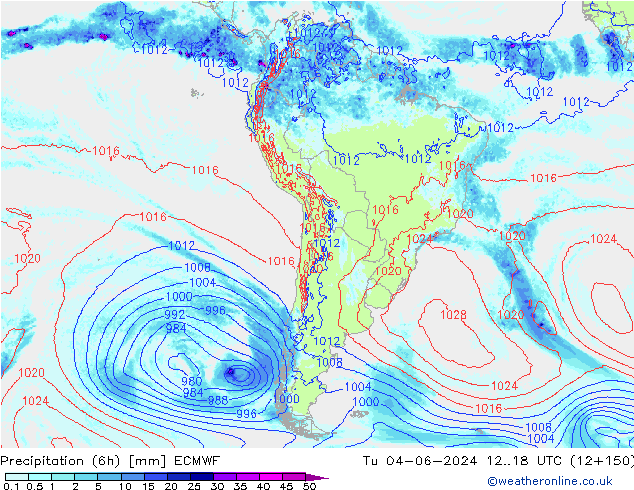 Nied. akkumuliert (6Std) ECMWF Di 04.06.2024 18 UTC