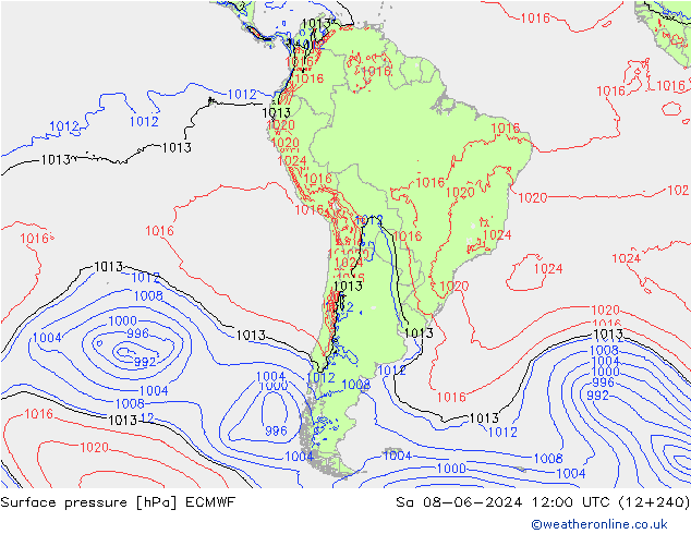 Luchtdruk (Grond) ECMWF za 08.06.2024 12 UTC