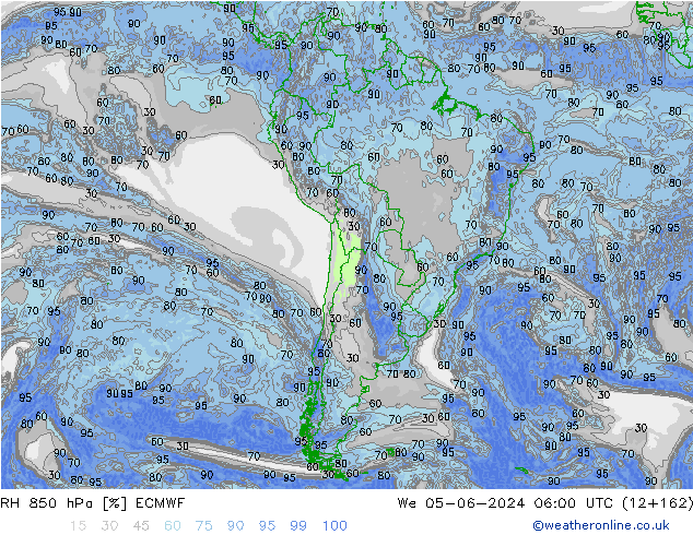 RH 850 гПа ECMWF ср 05.06.2024 06 UTC