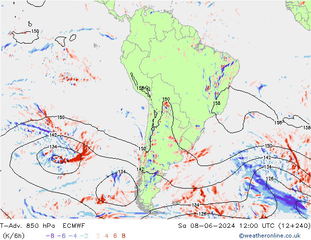 T-Adv. 850 hPa ECMWF So 08.06.2024 12 UTC