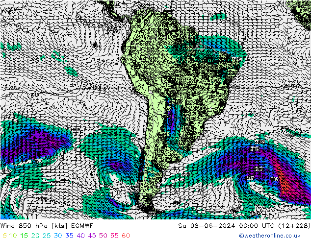 Wind 850 hPa ECMWF Sa 08.06.2024 00 UTC