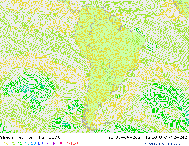 Linea di flusso 10m ECMWF sab 08.06.2024 12 UTC